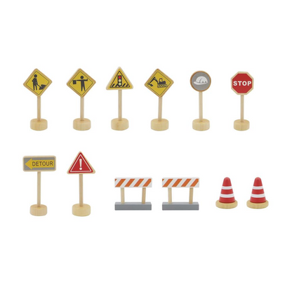 Wooden Construction Road Sign