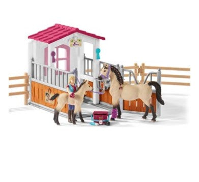 Horse Stall with Horses and Groom