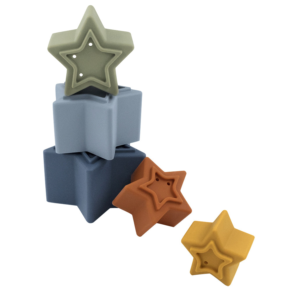 Silicone Stars Nesting Block - Multi Blue