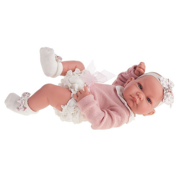 Newborn Doll 42cm - Nica with White Bloomers and Pink Jumper