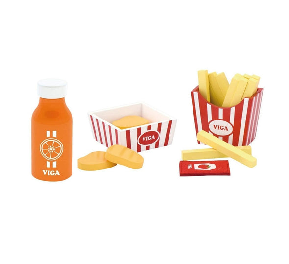 Wooden nuggets and fries with juice set