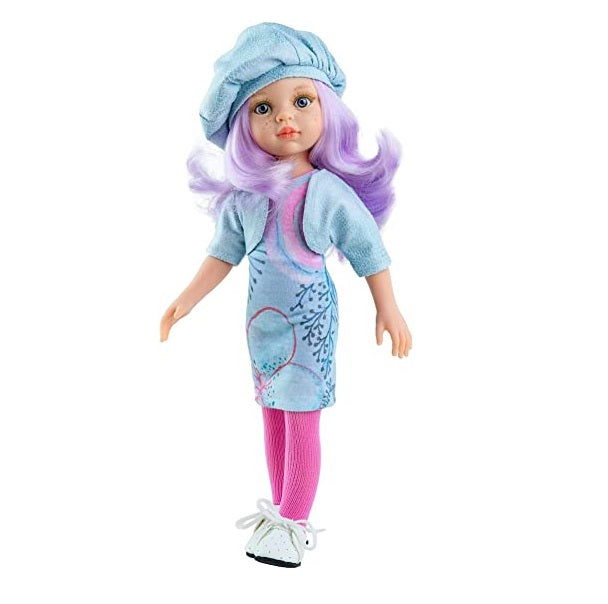 Dolls Clothes - 32cm Sky Blue Floral Dress & Hat