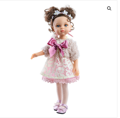 Doll 32cm Carol in Buns with Lavender plush jacket