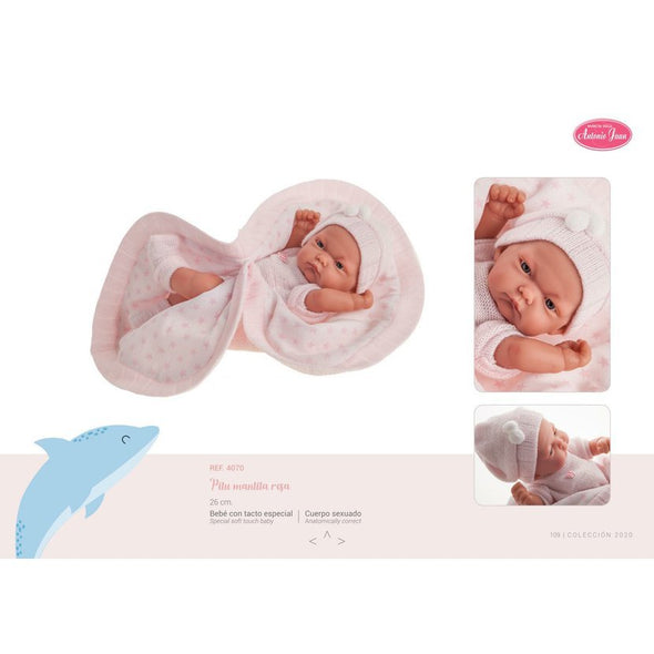 Newborn Doll 26cm - Pink Blanket