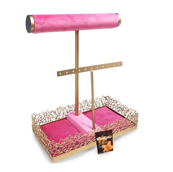 Jewellery Stand - 2 Tier - Soft Pink