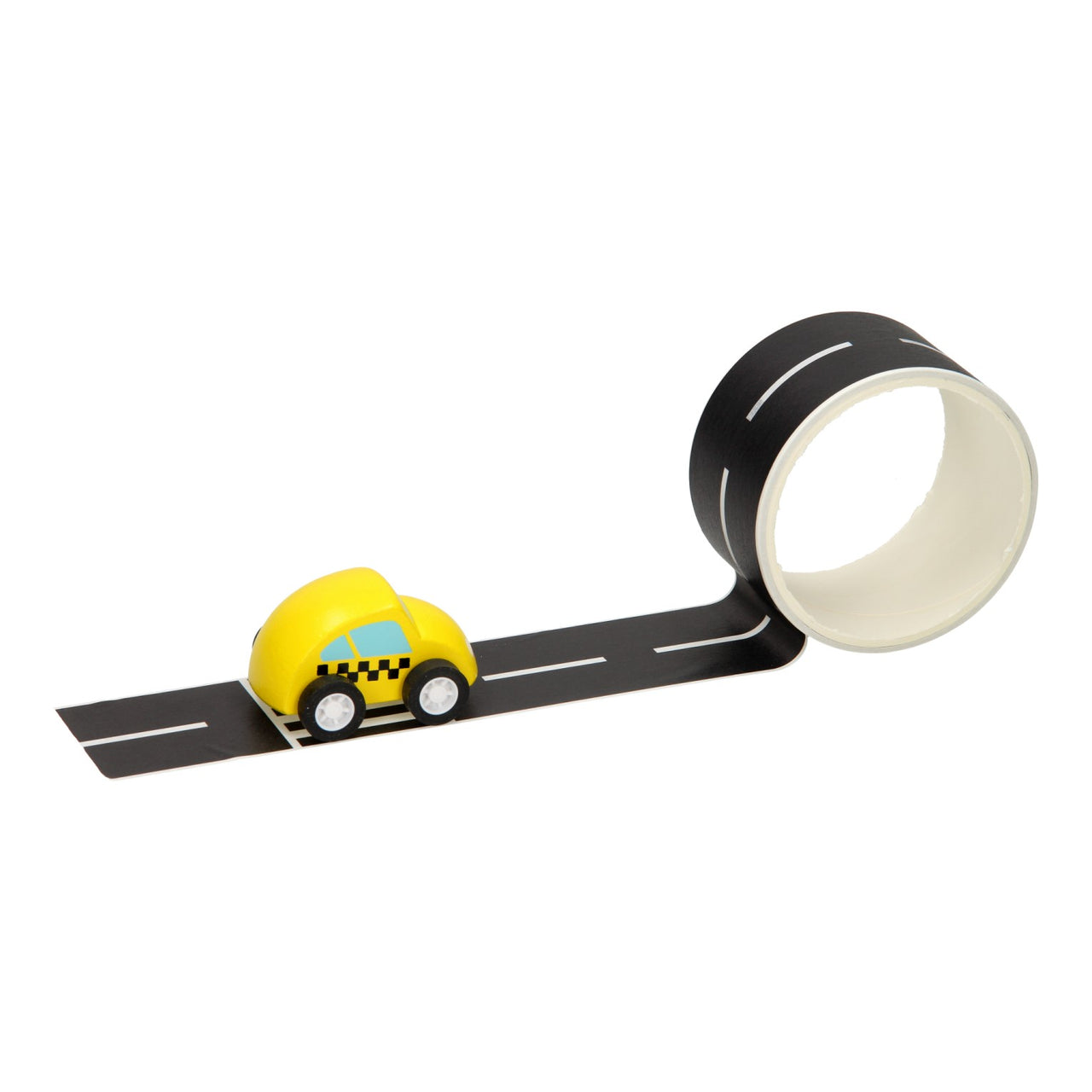 Wooden Car with Road Tape