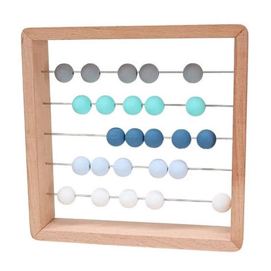 Silicone Bead Abacus - White/Dark Blue