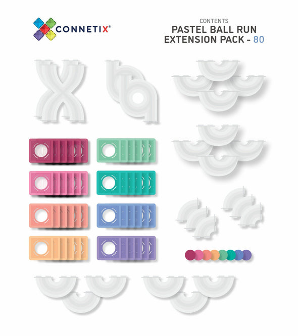 Connetix Pastel Ball Run Expansion Pack 80 Pieces