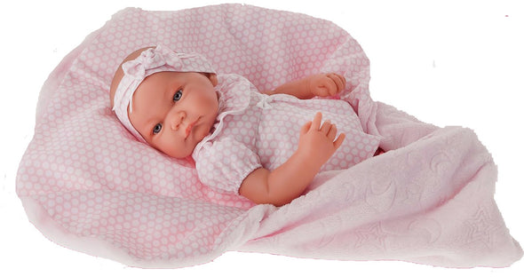 Newborn Doll 42cm - Nica with Pink Sleeping Bag