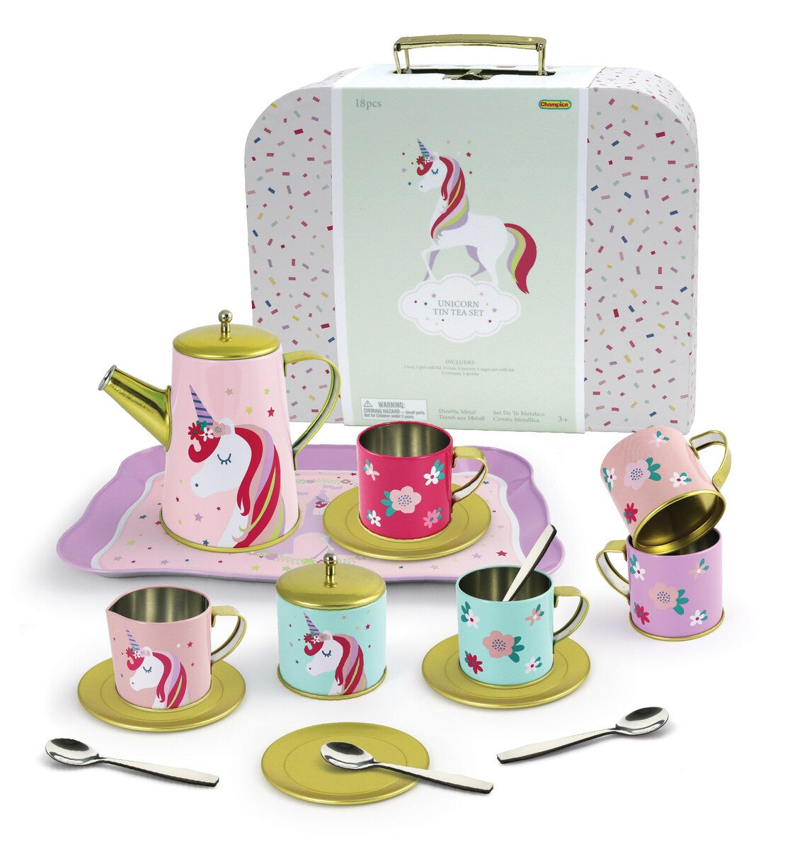 Deluxe Unicorn Tin Tea Set in Suitcase