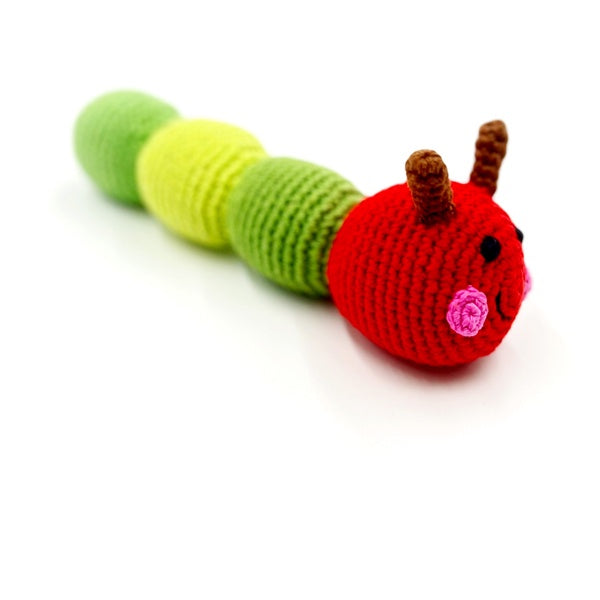 Caterpillar Rattle - Red & Green