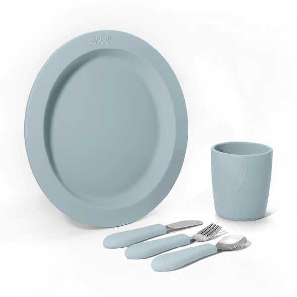 Fancy Silicone Plate, Cup and Cutlery Gift Set