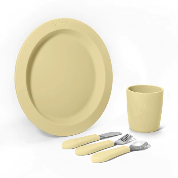 Fancy Silicone Plate, Cup and Cutlery Gift Set