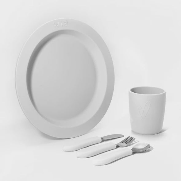 Fancy Silicone Plate, Cup and Cutlery Gift Set