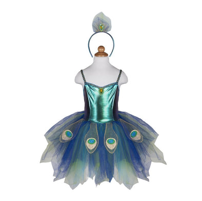 Pretty Peacock Dress and Headband - Size 5-6