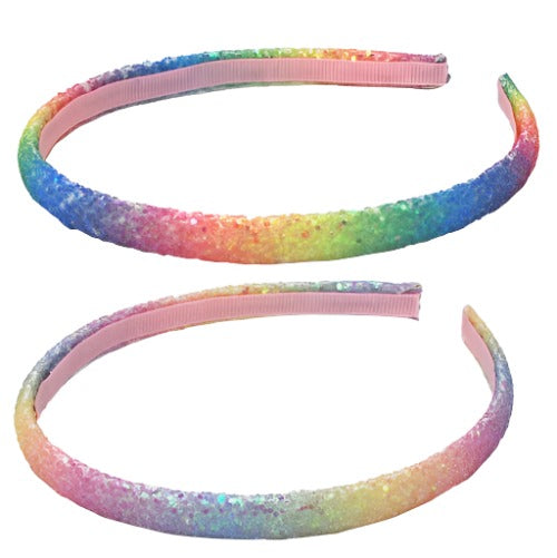 Rainbow Narrow Chunky Glitter Headband