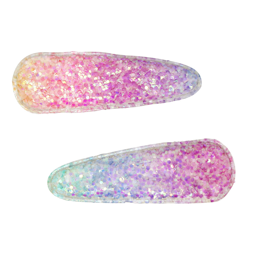 Rainbow Chunky Glitter Hair Clips