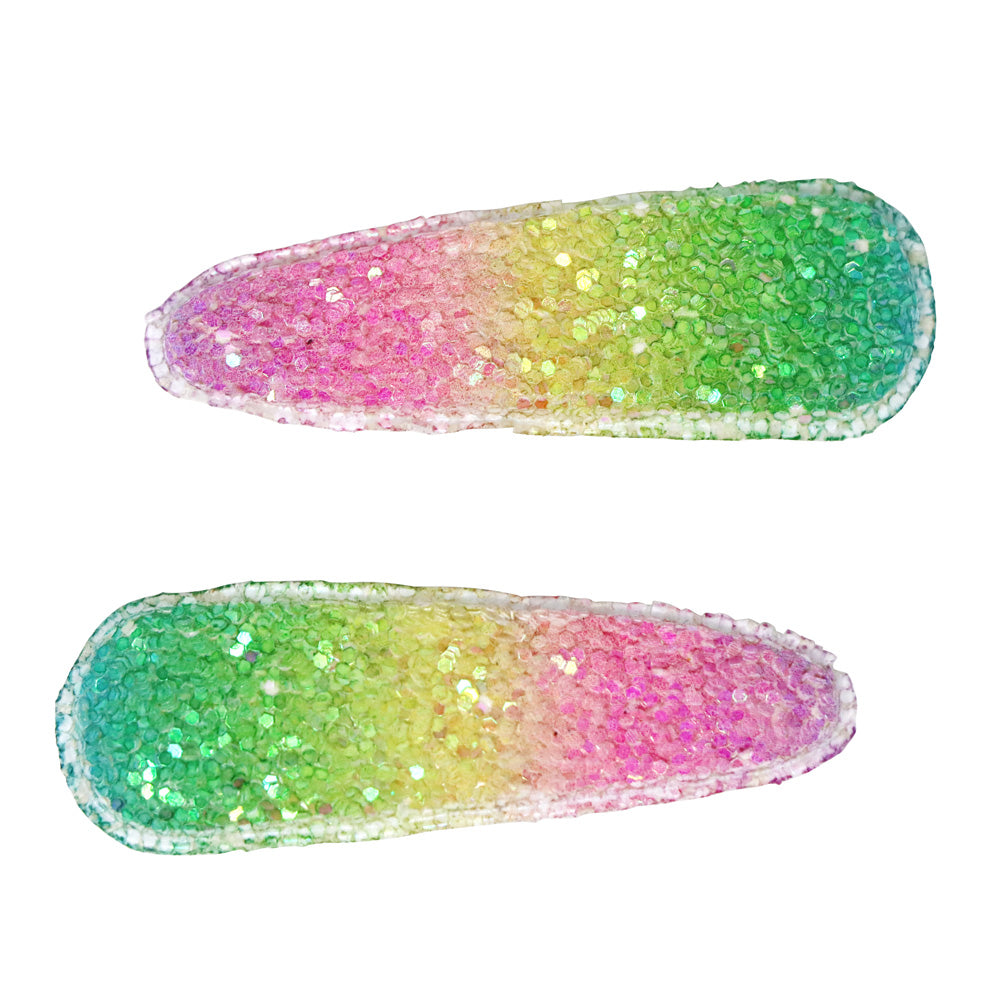 Rainbow Chunky Glitter Hair Clips
