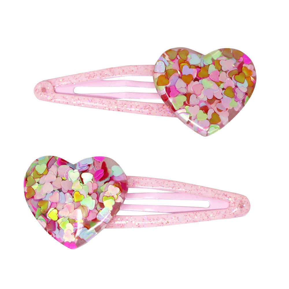Glitter Resin Heart Snapclips