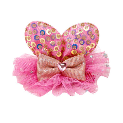 Bella Bunny Sequin Ears with Tulle hairclip - Hot Pink