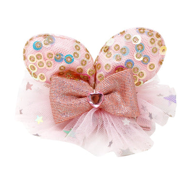 Bella Bunny Sequin Ears with Tulle hair Clip - Pale Pink
