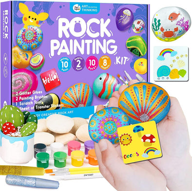 Rock Painting Kit - Metallic Paint & Glitter Glue