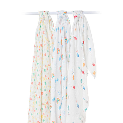 Deluxe Muslin Swaddles (3) - High in the Sky