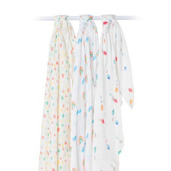 Deluxe Muslin Swaddles (3) - High in the Sky