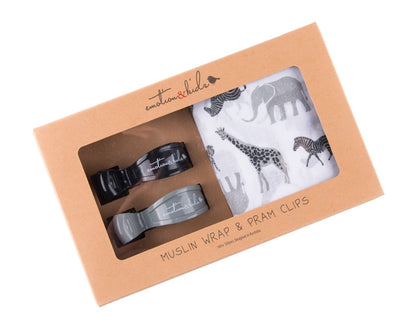 Muslin Wrap & Pram Clips Set