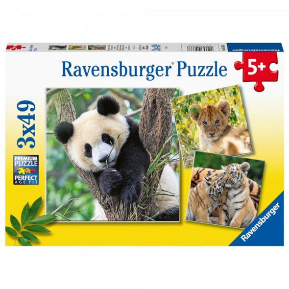 3 x 49 pc Puzzle - Panda, Lion & Tiger