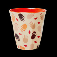 Medium Melamine Cup with Hands and Kisses Print - Two Tone