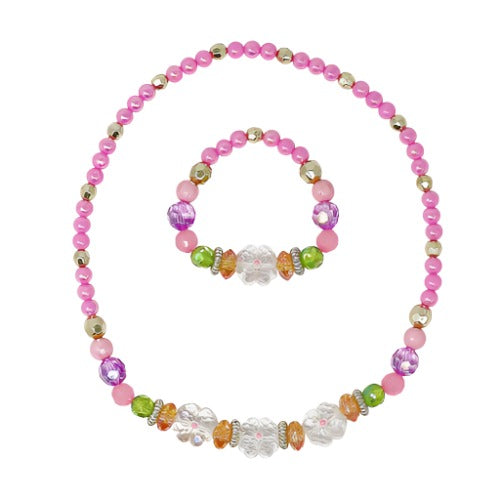 Pixie Fantasy Flower Beaded Necklace and Bracelet Set