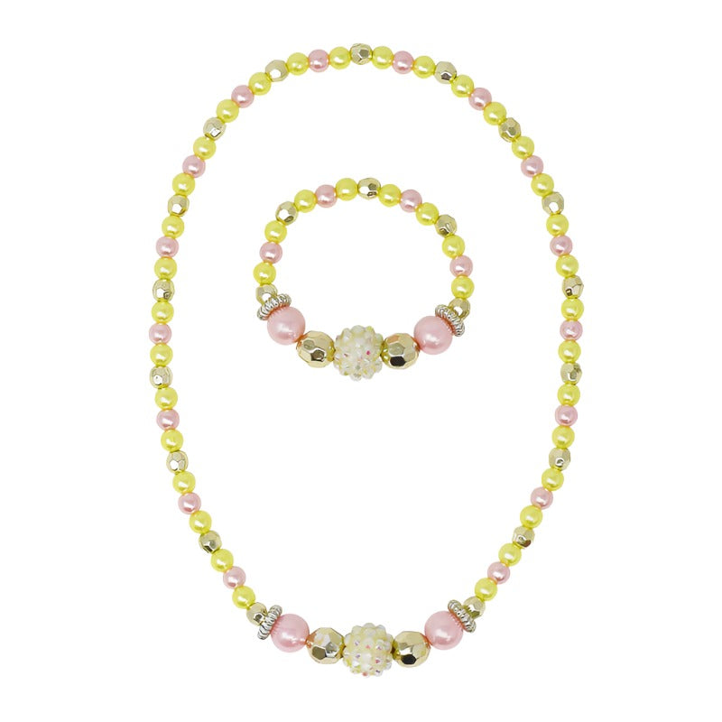 Lemon Delight Stretch Beaded Necklace and Bracelet Set