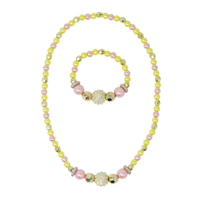 Lemon Delight Stretch Beaded Necklace and Bracelet Set