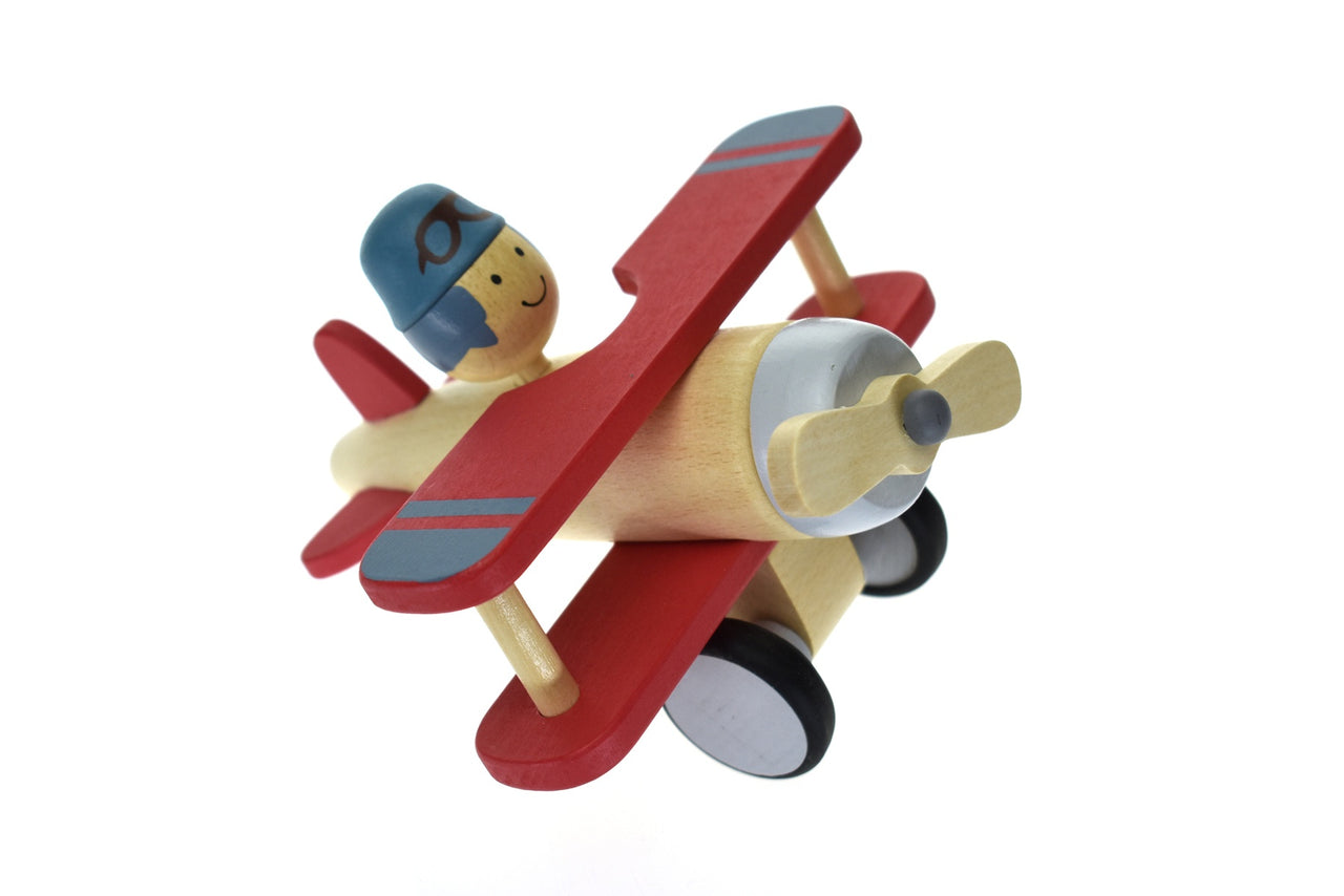 Retro Large Wooden Bi-plane