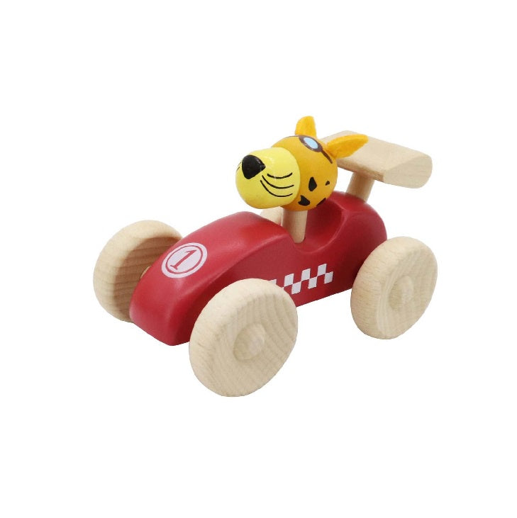 Retro Racing Car with Cute Leopard