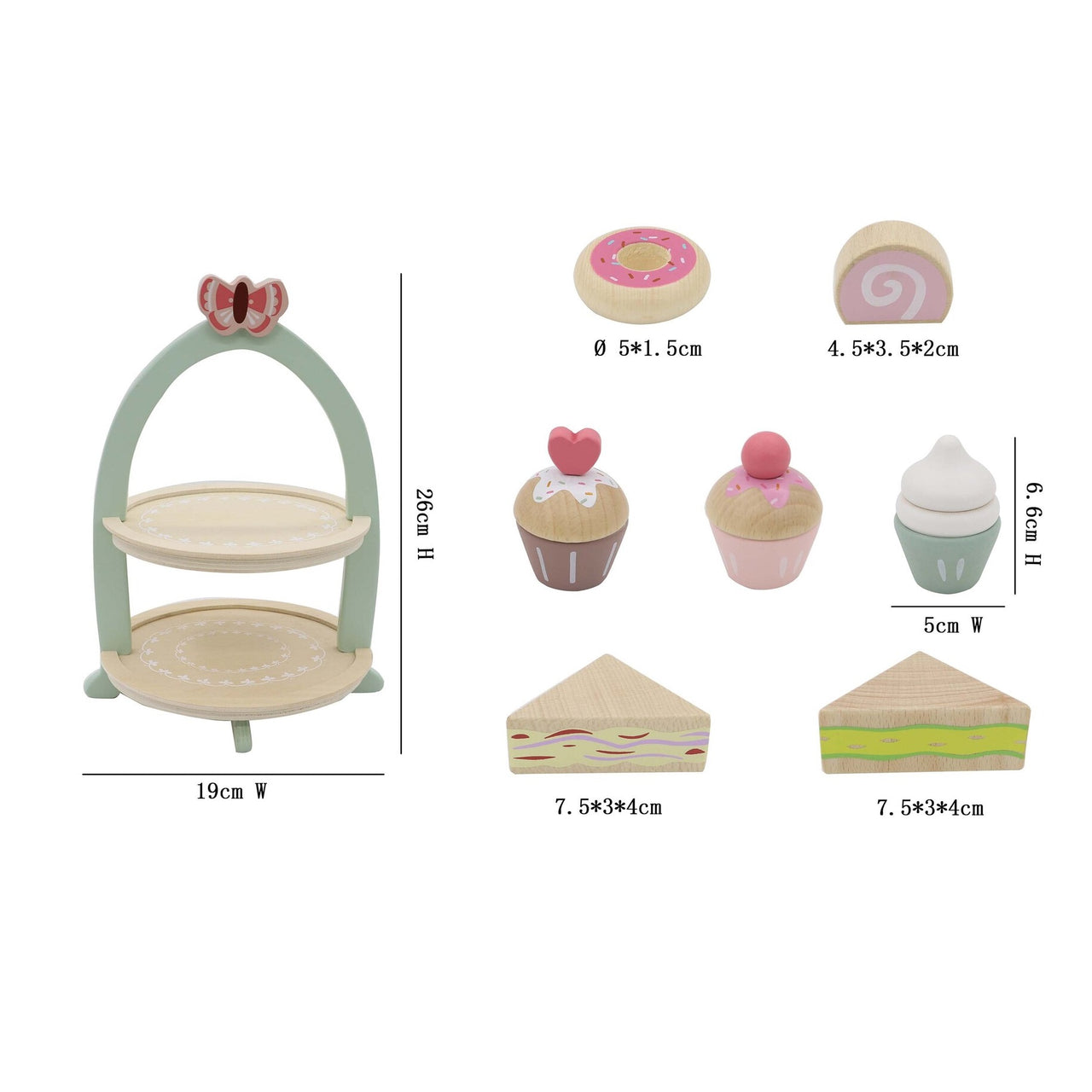 Wooden High Tea Cake Stand Playset