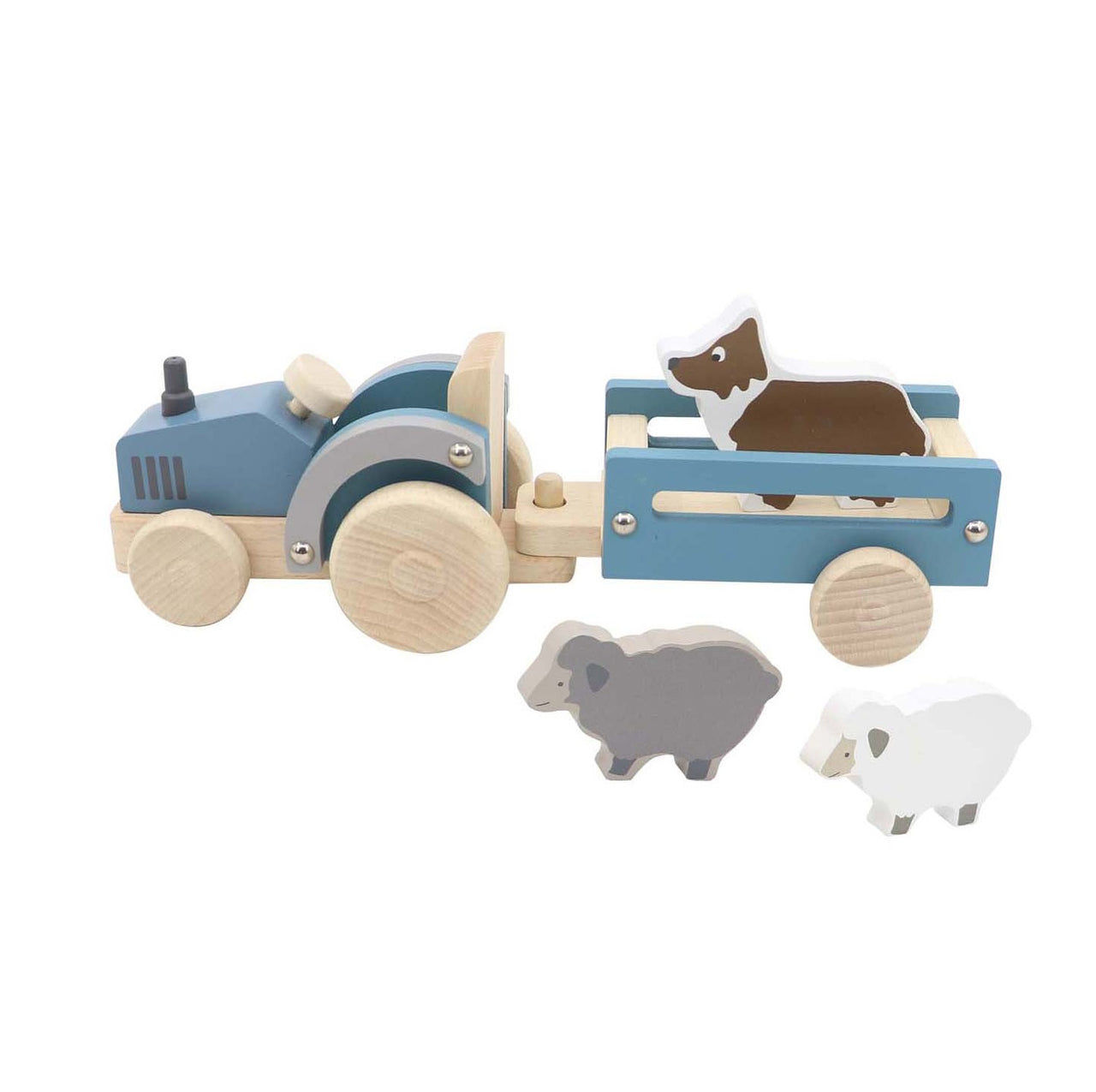 Wooden Tractor with Sheep Dog