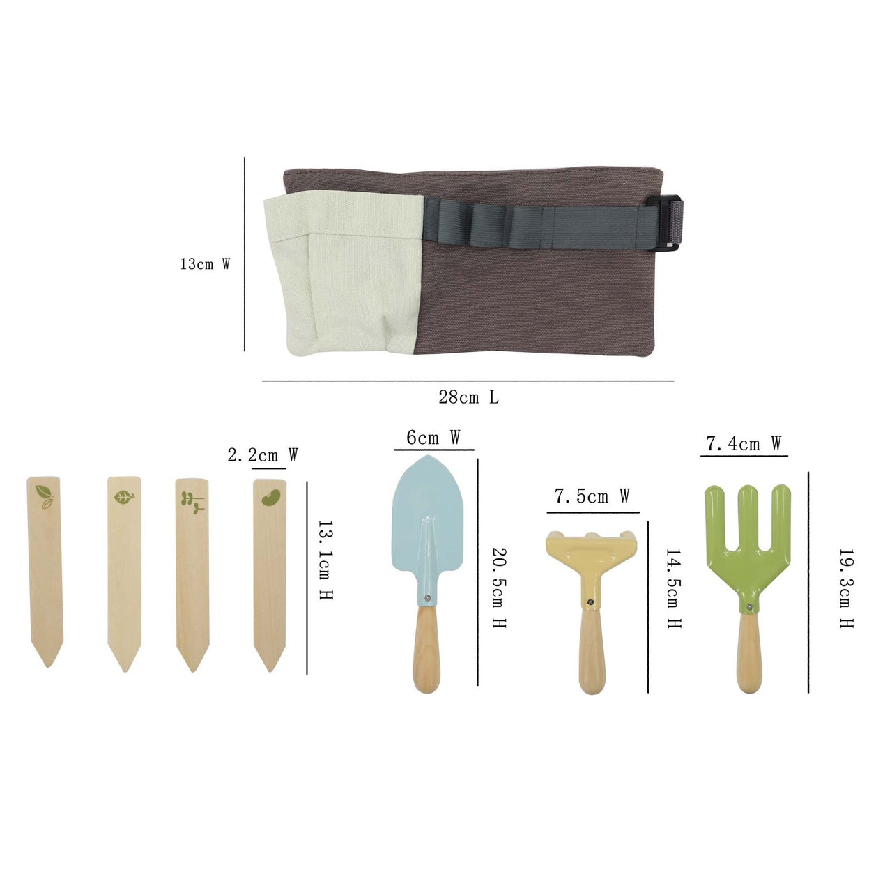 Garden belt with tools and name tag