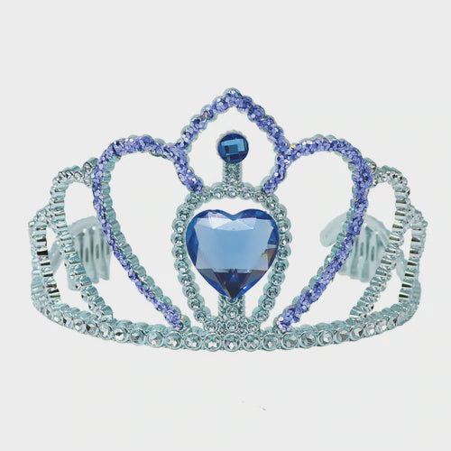 Princess Sapphire Crown with Heart Gemstone and Glitter