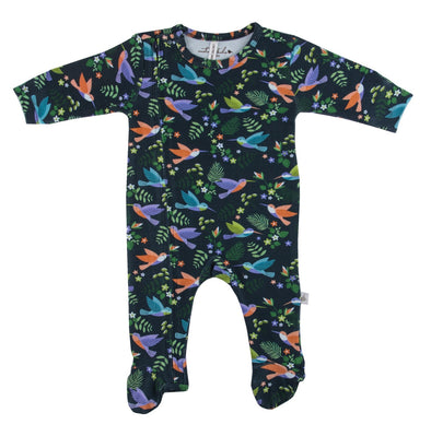 Organic Cotton Zipped Footed Outfit - Hummingbirds