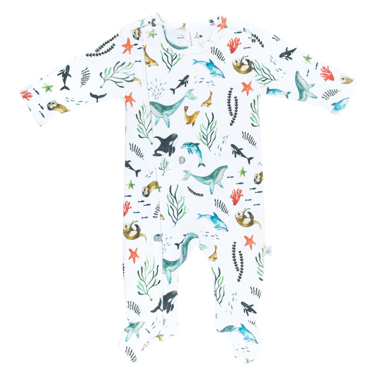 Under The Sea - Organic Cotton Zip Footed Outfit