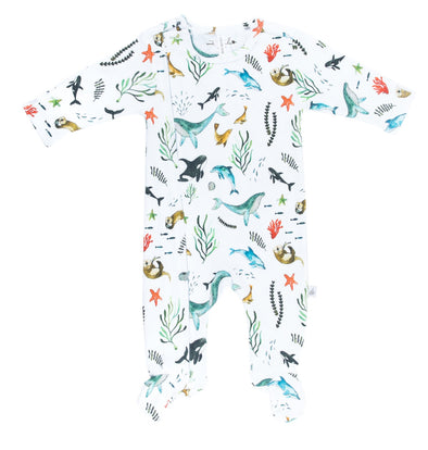 Under The Sea - Organic Cotton Zip Footed Outfit
