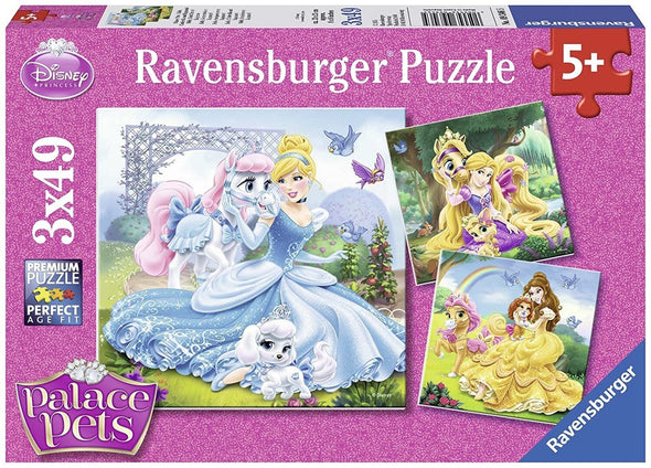 3 x49 pc Puzzle - Disney Palace Pets Belle, Cinderella and Rapunzel