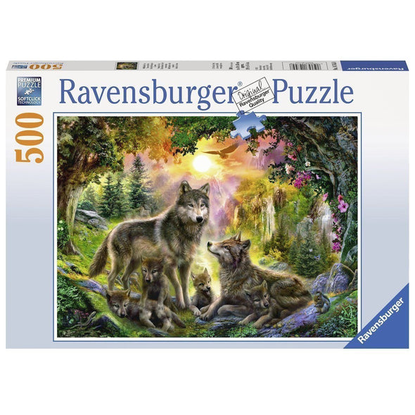 500 pc Puzzle - Wolf Family in the Sunshine