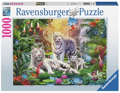 1000 pc Puzzle - White Tiger Family
