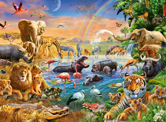 100 pc Puzzle - Savannah Jungle Waterhole