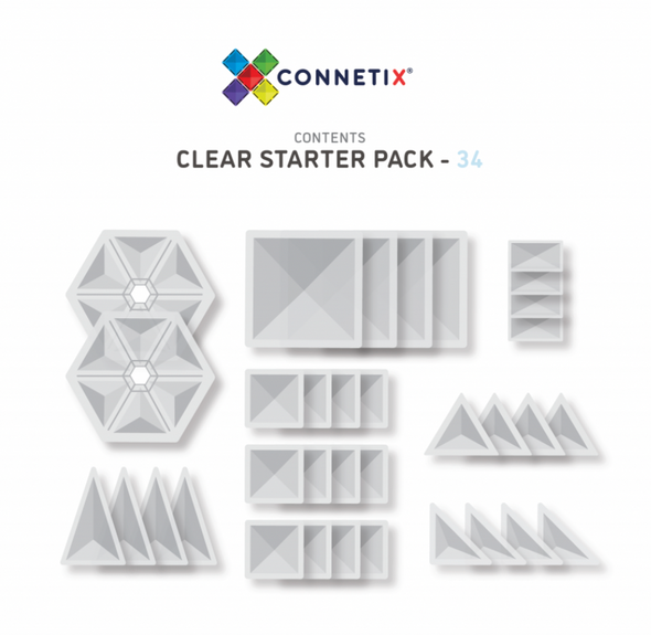 Connetix Starter Pack 34 piece Clear
