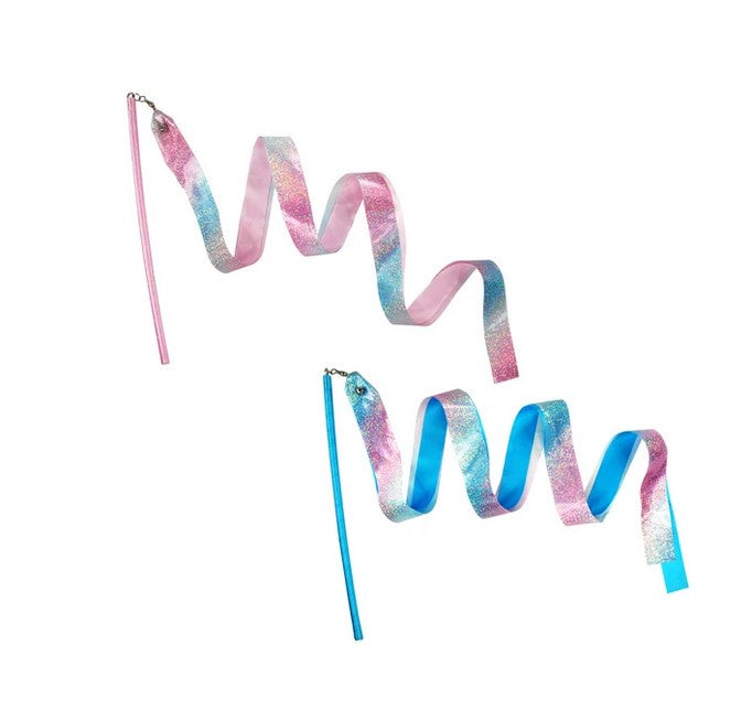 Dance Ribbon Wand Blue and Silver