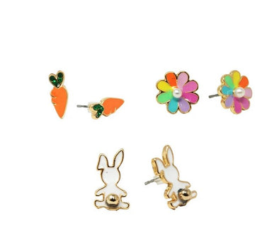 Bunny Garden earring set of 3 pairs